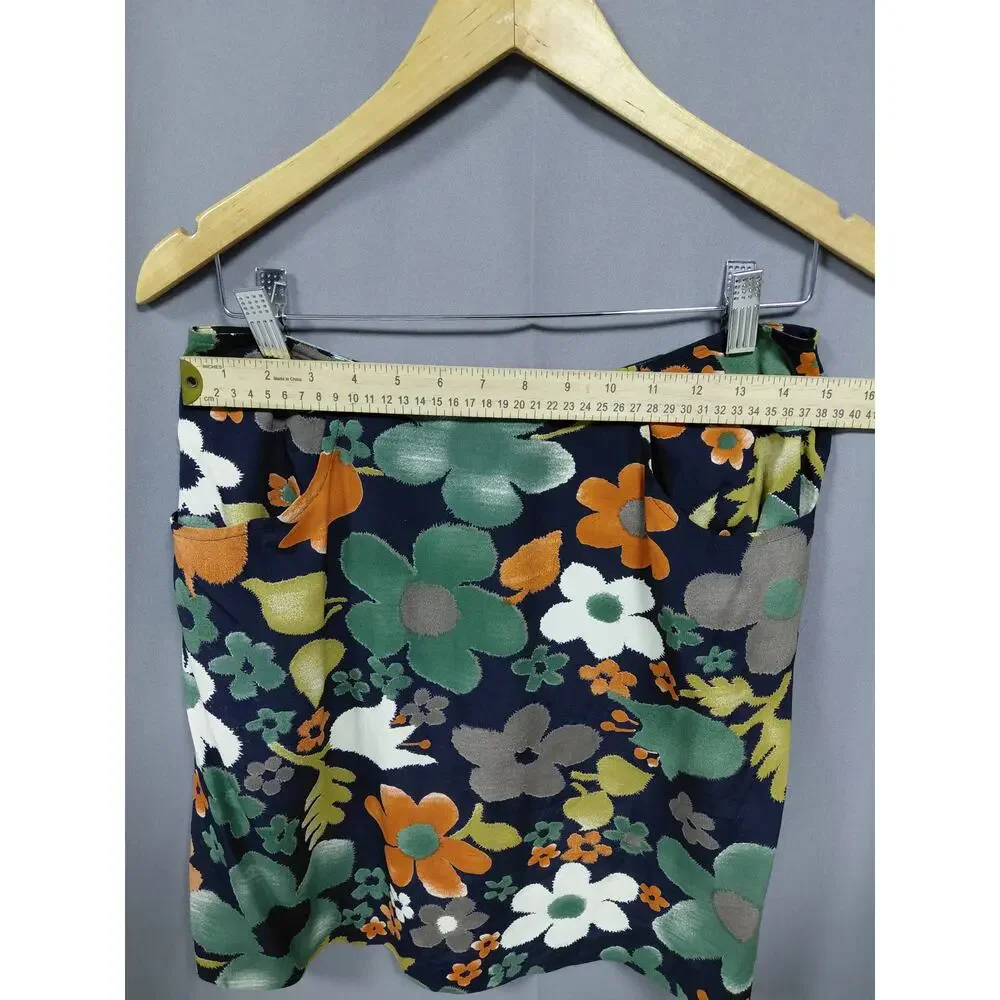 Express Made in USA Navy Mini Casual Floral Skirt Women Size 9/10